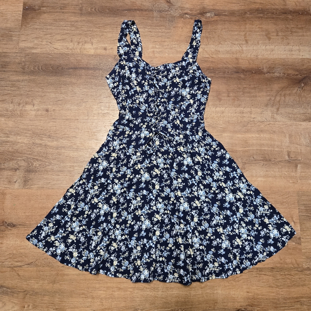 Vintage Y2K Navy Floral Mini Byer Too! Dress  Size 9